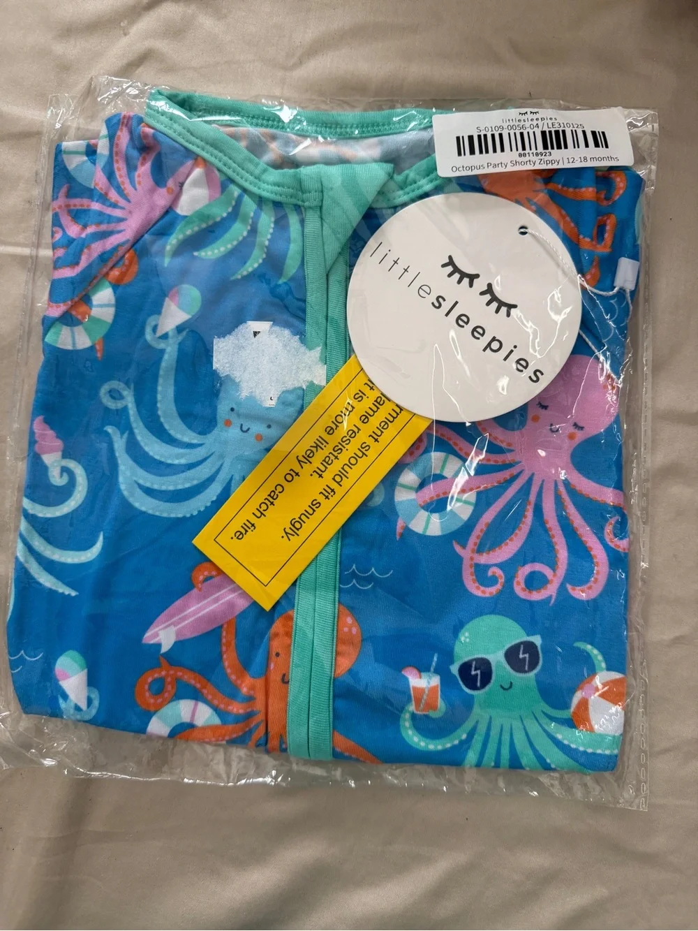 NWT Little Sleepies Octopus Party Shorty Zippy 12-18M